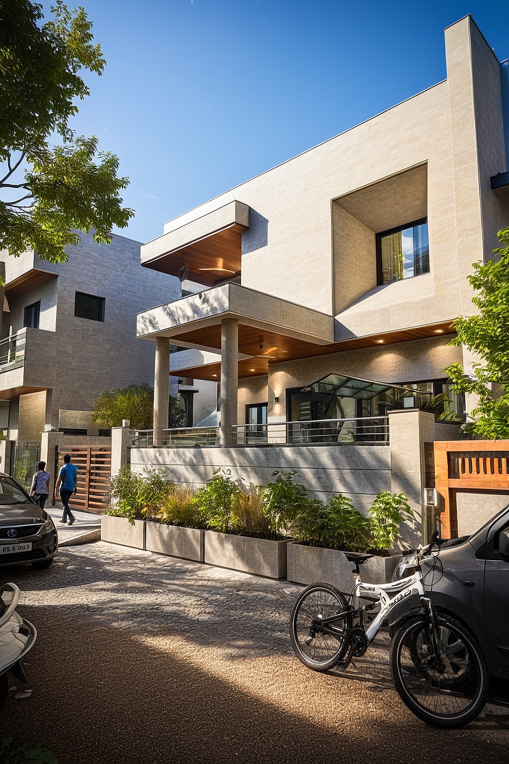 Modern house exterior night view