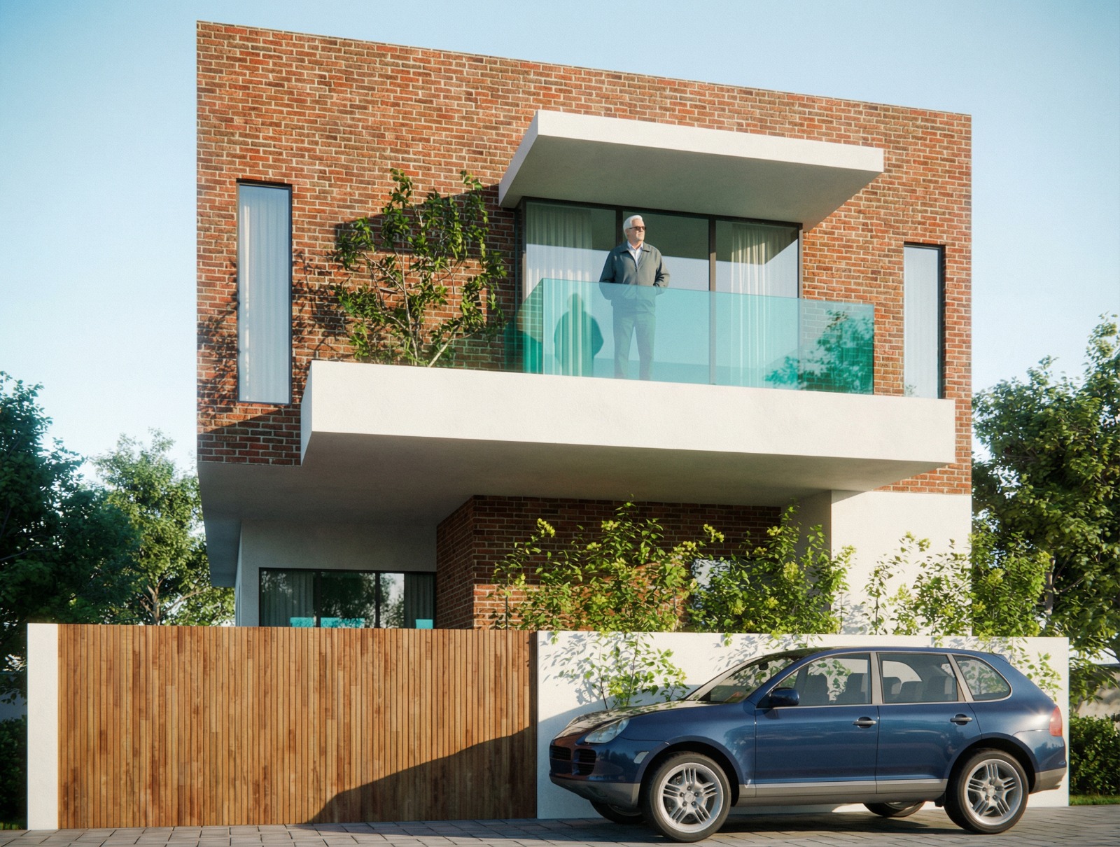 Modern brick house architecture in India